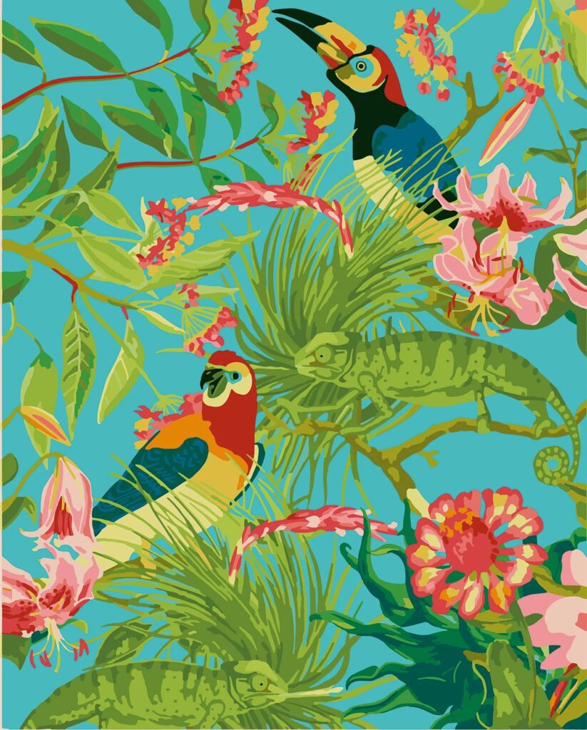 RHS Tropical Birds Paint By Numbers Kit 5029568015962 2
